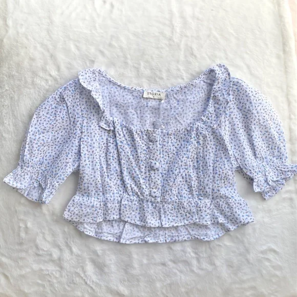 Red Dress Boutique Blue and White Floral Crop Top - Picture 5 of 13